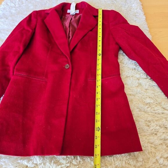 Saks Fith Avenue Folio Collection Blazer Burgundy size 4 wool and Silk Blend - Picture 10 of 12